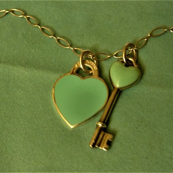 SOLD Tiffany Choker + Blue Key & Blue Heart SOLD - Picture 2 of 7